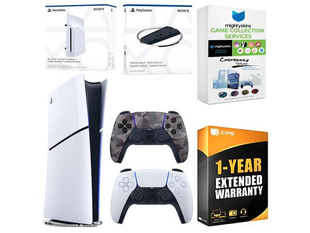 Sony PlayStation 5 Slim Digital Bundle with Disc Drive, Extra Controller, Vertical Stand, MightySkins Game Collection Services and 1 Year Extended...