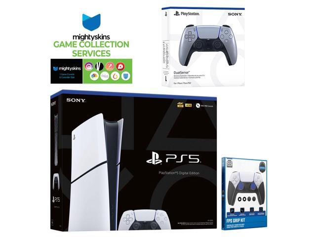 Sony PlayStation 5 Slim Digital with Extra Sterling Silver Controller, FPS Grip Kit and MightySkins Game Pack Code