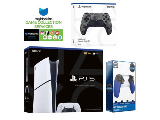 Sony PlayStation 5 Slim Digital with Extra Gray Camo Controller, Trigger Stop Kit and MightySkins Game Pack Code