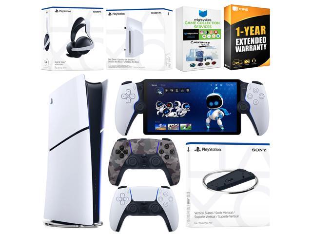Sony PlayStation 5 Slim Digital Bundle with Disc Drive, Stand, Extra Controller, Pulse Elite Headset, PlayStation Portal, MightySkins Voucher and...