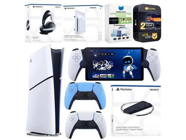 Sony PlayStation 5 Slim Digital Bundle with Disc Drive, Stand, Extra Controller, Pulse Elite Headset, PlayStation Portal, MightySkins Voucher and...