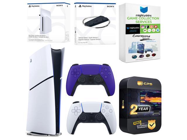 Sony PlayStation 5 Slim Digital Bundle with Disc Drive, Extra Controller, Vertical Stand, MightySkins Game Collection Services and 2 Year Extended...
