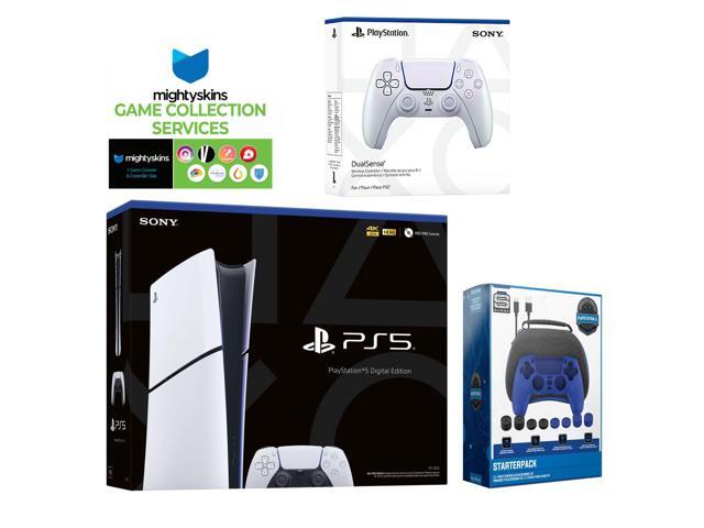 Sony PlayStation 5 Slim Digital with Extra Chroma Pearl Controller, Pro Gamer Starter Kit and MightySkins Game Pack Code