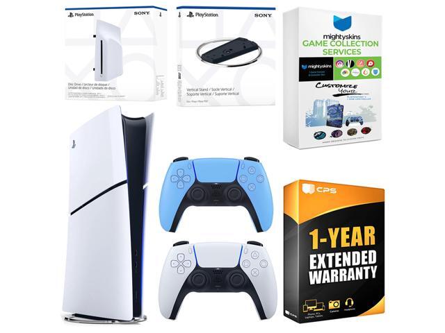 Sony PlayStation 5 Slim Digital Bundle with Disc Drive, Extra Controller, Vertical Stand, MightySkins Game Collection Services and 1 Year Extended...