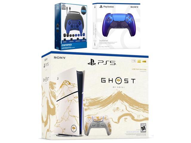 Sony PlayStation 5 Ghost of Yotei Disc Bundle + Extra Controller, Accessory Kit - Chroma Indigo