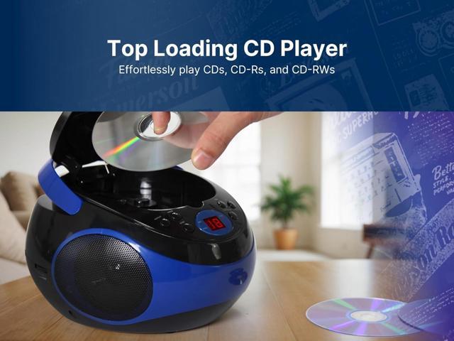 Emerson EPB-3000 Portable CD Player with AM/FM Radio, Programmable Memory, Dual Stereo Speakers - Blue