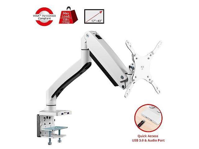 SIIG CE-MT3111-S1 Dual Monitor Aluminum Heavy Duty Desk Mount with USB and Audio Ports - White - image 12
