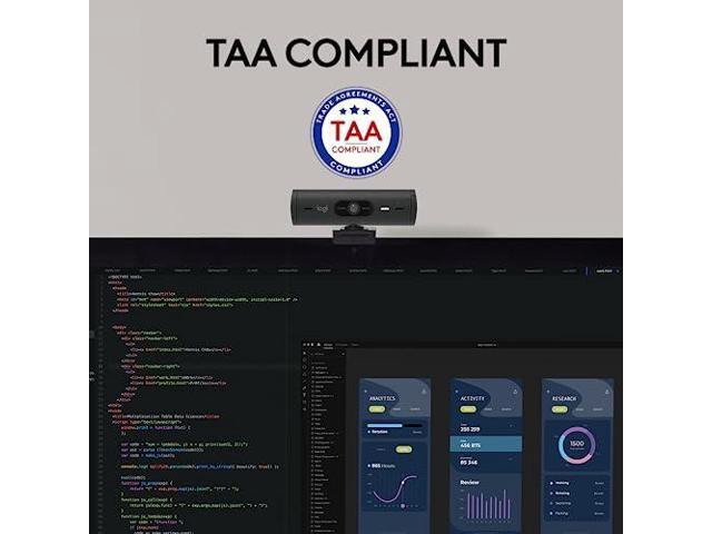 Logitech - Brio 505 Full HD Webcam with Auto Light Correction, Auto-Framing, Works with Microsoft Teams, Zoom, Google Meet - Graphite - image 6