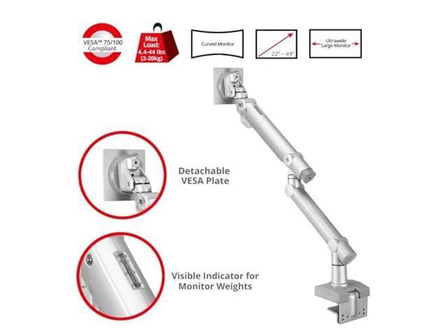 SIIG MTPRO Heavy Duty Single Monitor Desk Mount - Fully Adjustable - Holds up to 49' - 4.4lbs to 44 lbs - VESA 75mm/100mm Compatible - TAA...