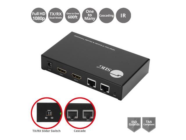 SIIG HDMI Over IP Encoder & Decoder Transceiver - TX/RX Mode Switching, Cascading, 1080p, One to One 600ft, One to Many, Many to Many via VLAN, 2X...