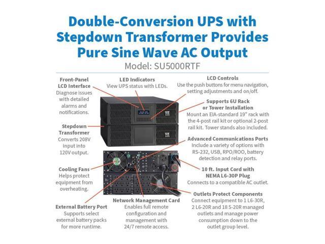 Eaton Tripp Lite Series 5000VA & 6000VA UPS Battery Backup, 208V, 120V Stepdown Transformer & Maintenance Bypass Switch Accessory Options, AVR,...