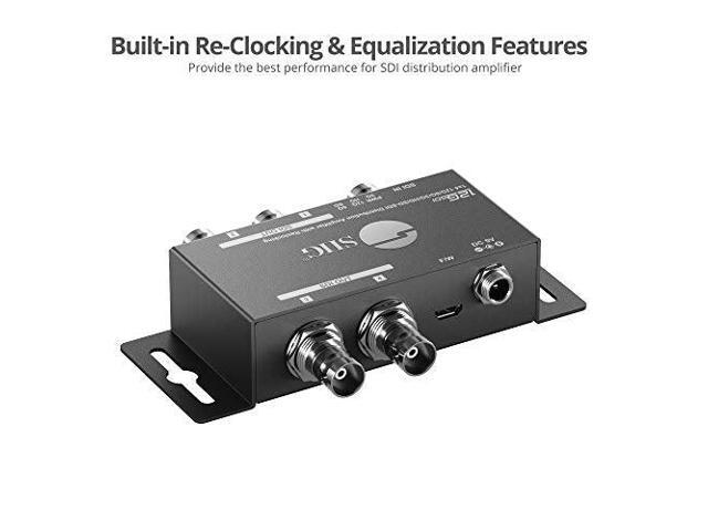 SIIG 1x4 12G SDI Splitter, Distribution Amplifier, 4K60 12G/6G/3G/HD/SD-SDI, TAA Compliant, ESD Protection, Premium Metal Housing, Wall-mountable...