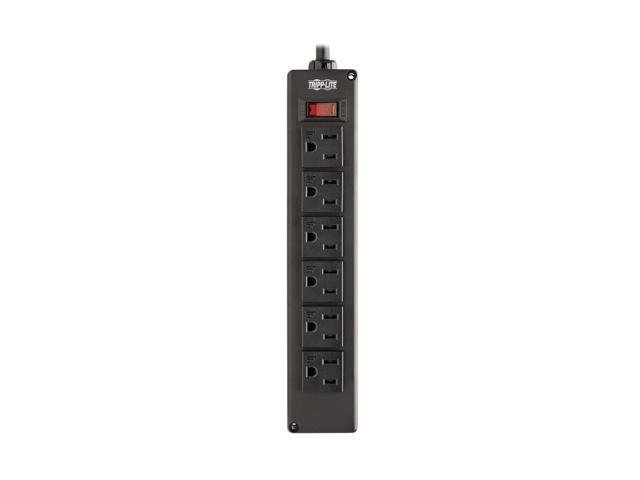 Tripp Lite SafeIT 6-Outlet Surge Protector 10 ft. Spiral Cord Black TLP610COILAM