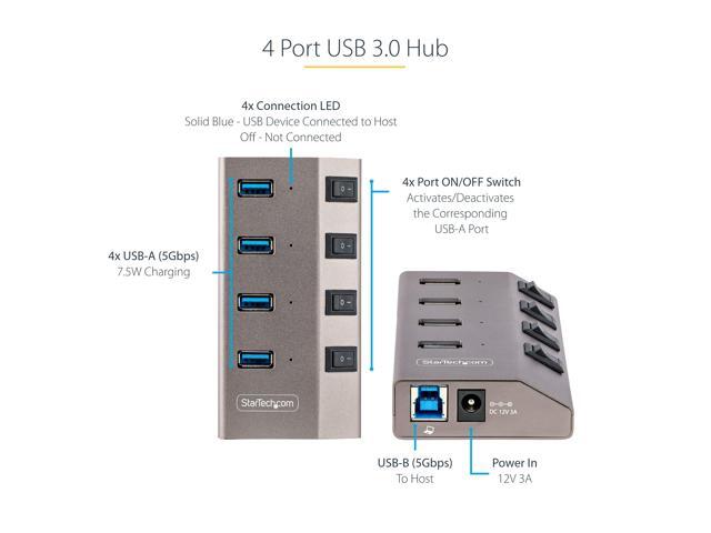 StarTech 4-Port Self-Powered USB-C 3.0 5Gbs Expansion Hub 5G4AIBSUSBHUBNA