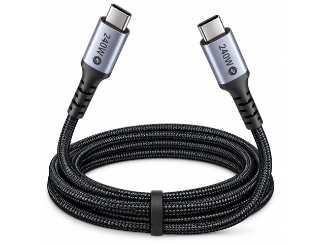 240W USB C to USB C Cable 6.6FT, PD 3.1 48V/5A Fast Charging Braided Type C Cable with E-Marker, Compatible with MacBook Pro/Air, iPhone 17/16/15,...