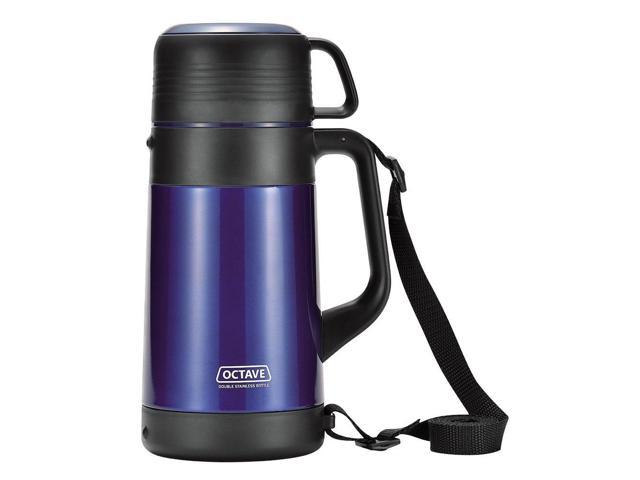 Water Bottle 1200ml Wide Mouth Double Stainless Bottle with Cup Octave HB-1744 Blue