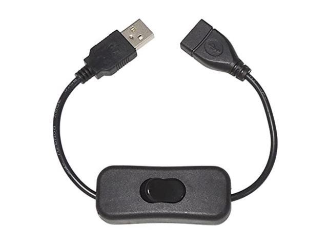 USB cable with KAUMO switch Data OK 28cm Data connected (USB male / USB female) Seesaw switch Rocker switch (black)