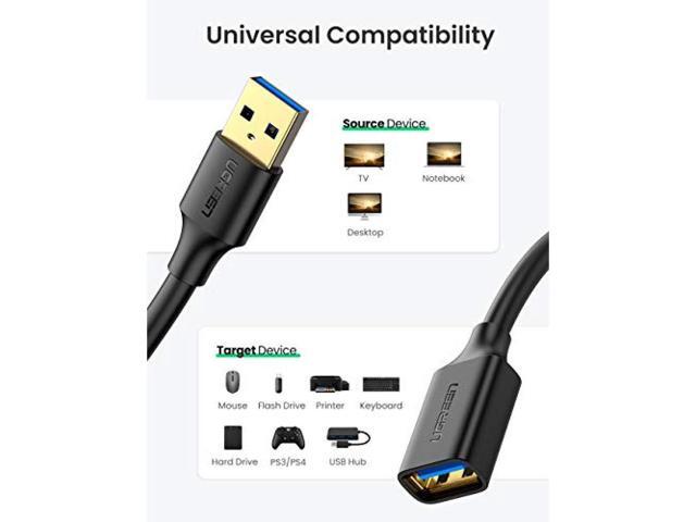 UGREEN USB Extension Cable USB3.0 Extension Cord High Speed Data Transfer Gold Plated Male Female (3m)