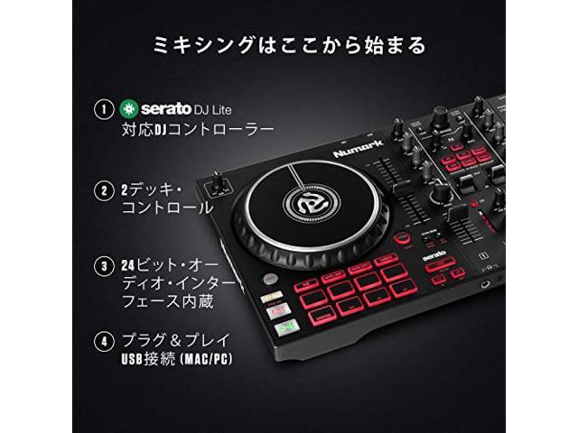 Numark DJ Controller Serato DJ 2 Deck [Serato DJ A little Included / DJ Mixer / FX Paddle Equipped / Audio Interface Built-in / Touch Sensitive Jog...