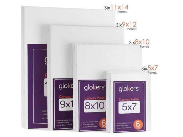 Glokers Canvas Panels Painting Kit Art Supplies Set Includes Paint Palette, Sponge Brushes, Canvases, Paintbrushes & Mixing Wheel Warp-Free...