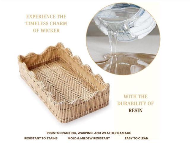 Twos Company Scalloped Basket Weave Resin Napkin Holder Farmhouse Decor