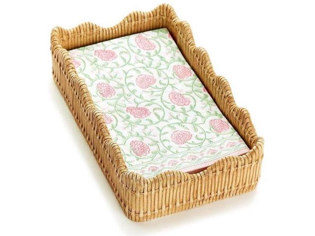 Twos Company Scalloped Basket Weave Resin Napkin Holder Farmhouse Decor