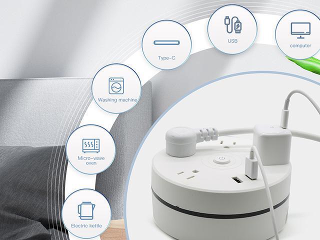 Power Strip with 4 Sockets Dual USB Ports, 5.9 ft Extension Cord Flat Plug, Overload Protection Indoor Desk Charging Station, Mountable Compact...