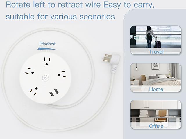 Power Strip with 4 Sockets Dual USB Ports, 5.9 ft Extension Cord Flat Plug, Overload Protection Indoor Desk Charging Station, Mountable Compact...