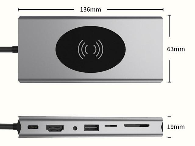 USB C Docking Station for Laptop 10W Wireless charger,15-in-1 Dock 4K Display Hub with HDMI, VGA, 3xUSB 3.0, 4xUSB 2.0,Audio,PD,...