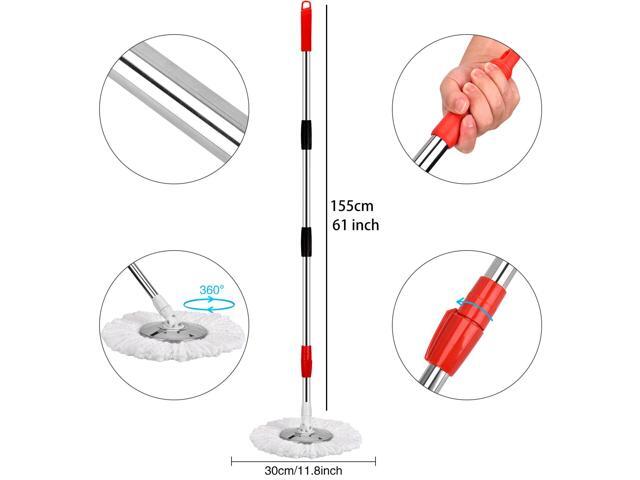 Mop and Bucket with Wringer Set Microfiber Spin Mop with Bucket and Dual Mop Heads Self Wringing 360° Spinning Mop