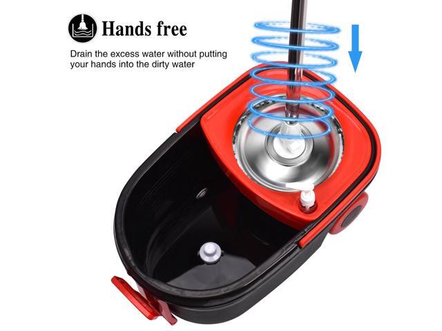 360° Mop and Bucket with Wringer Set,Stainless Steel 360° Spinning Mop Bucket Floor Cleaning System with 3 Microfiber Replacement Head Refills, 2X...