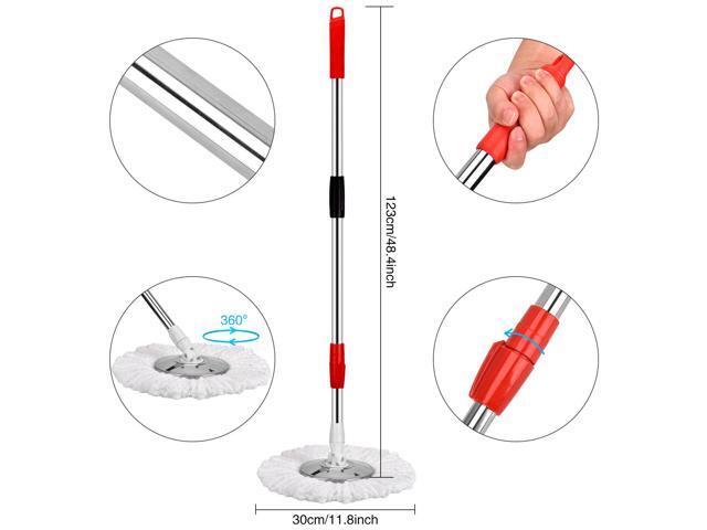 360° Mop and Bucket with Wringer Set,Stainless Steel 360° Spinning Mop Bucket Floor Cleaning System with 3 Microfiber Replacement Head Refills, 2X...