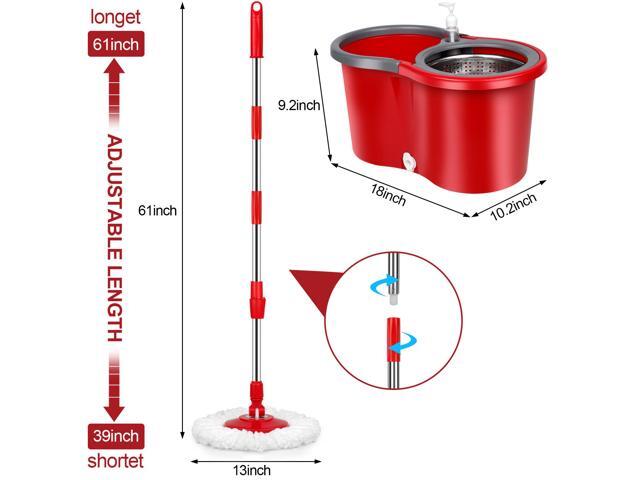 360° Microfiber Spin Mop & Bucket Set for Floor Cleaning, Easy Cleaning Mop Bucket with Wringer Set, 3pcs Microfiber Replacement Heads Mop