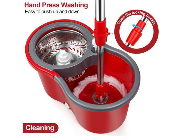 360° Microfiber Spin Mop & Bucket Set for Floor Cleaning, Easy Cleaning Mop Bucket with Wringer Set, 3pcs Microfiber Replacement Heads Mop