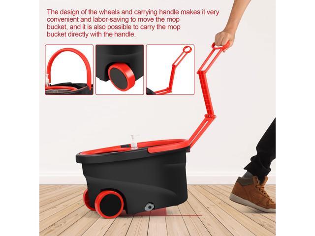 Plus 61' Extended 360° Swivel Spin Mop and Bucket System with 3 Microfiber Mop Heads & Four Sections of Rod for Indoor & Outdoor, Portable Carrying...