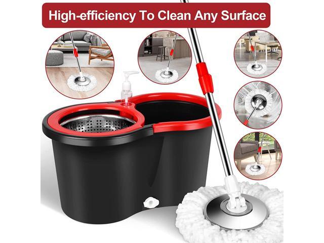 H BOP Spin Mop Bucket System EasyWring 360° Head Easy Spin Dry Floor Mop Bucket 3x Mop Head Microfiber