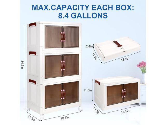 H BOP 3 Collapsible Storage Cabinet Box Organizers & Storage Containers w/ Wheels