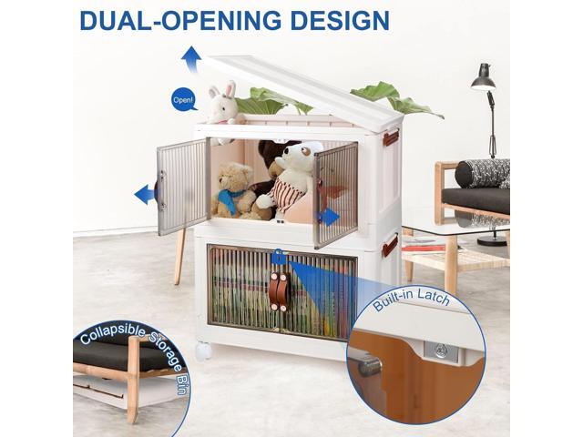 H BOP 3 Collapsible Storage Cabinet Box Organizers & Storage Containers w/ Wheels