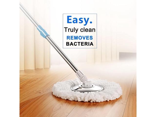 H BOP Mop and Bucket with Wringer Set,360° Spin Mop and Bucket on Wheels and 3 Microfiber Mop Refills, Stainless Steel 61' Extended Handle Spinning...