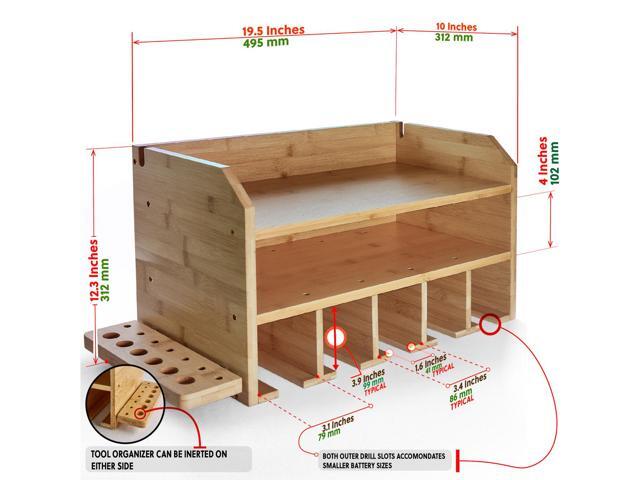 DupliM Inc Bamboo Wall-Mounted Power Tool Organizer & Storage Rack - FSC-Certified Assembly Required