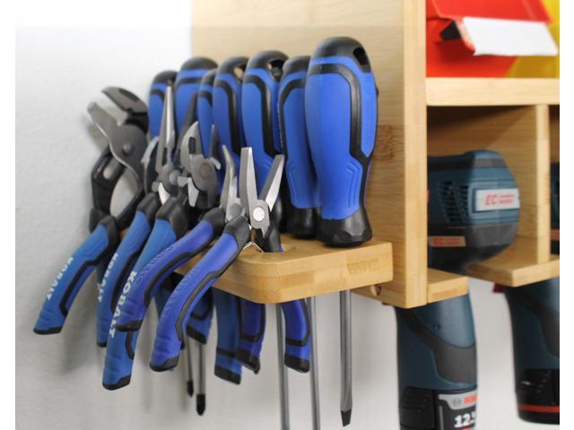 DupliM Inc Bamboo Wall-Mounted Power Tool Organizer & Storage Rack - FSC-Certified Assembly Required