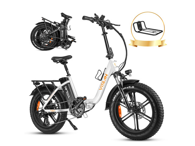 VITILAN U7 2.0 Electric Bike for Adults 750W Motor Foldable 20' Fat Tire Step-Thru Ebike 48V 20AH Removable Samsung Battery Electric Bicycle with...