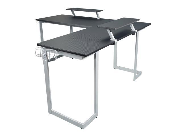 Techni Sport Warrior L-Shaped Gaming Desk, Black