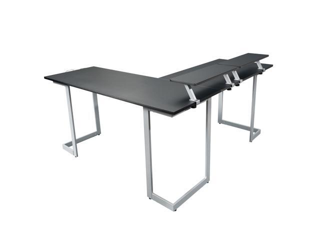 Techni Sport Warrior L-Shaped Gaming Desk, Black
