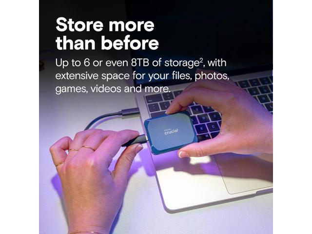 Crucial X10 2TB Portable SSD, Up to 2,100MB/s, USB 3.2 USB-C, External Solid State Drive, Compatible with Windows, Mac & Android, Durable Storage...