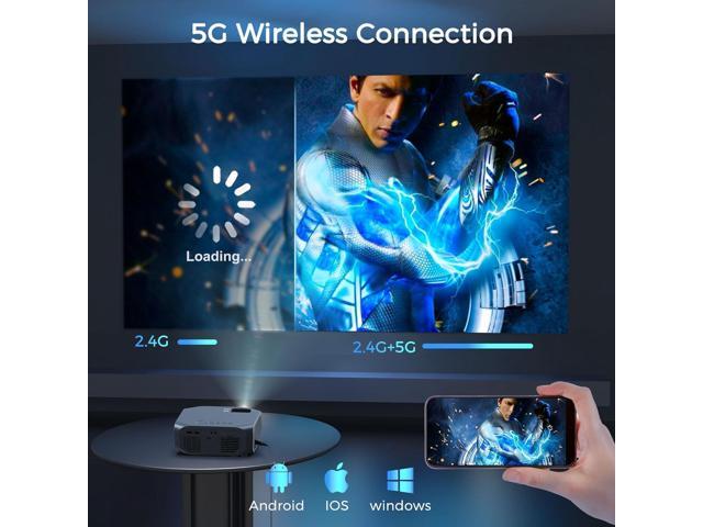 Aidie 5G WiFi and Bluetooth Projector,10000L Native 1080P Portable Outdoor Video Projector 4K Supported, Home Theater Movie Projector with Screen...