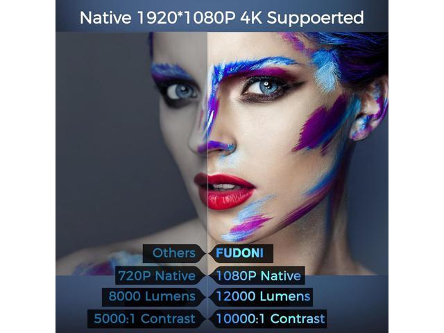 Aidie 5G WiFi and Bluetooth Projector,10000L Native 1080P Portable Outdoor Video Projector 4K Supported, Home Theater Movie Projector with Screen...