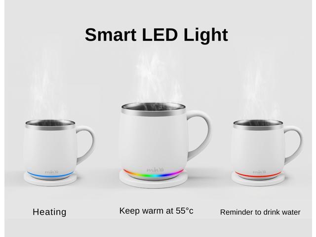 min Ya Temperature Control Smart Mug, 13.5 OZ, 3 Mode RGB LED Display, Self Heating Coffee Mug,Office/Home for Desk, White