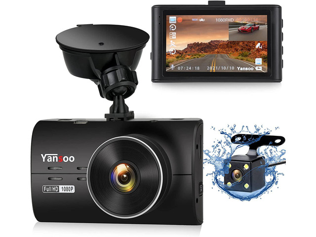 Dash Cam Front and Rear, Dash Camera for Car 1080P Full HD Dashboard Camera Dual Dash Cam Night Vision, 170° Wide Angle with 3' IPS Screen, Loop...