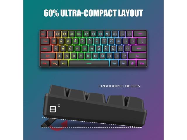RedThunder 60% Gaming Keyboard and Mouse Combo, Ultra-Compact 61 Keys RGB Backlit Mini Keyboard, Lightweight 7200 DPI Honeycomb Optical, Wired...